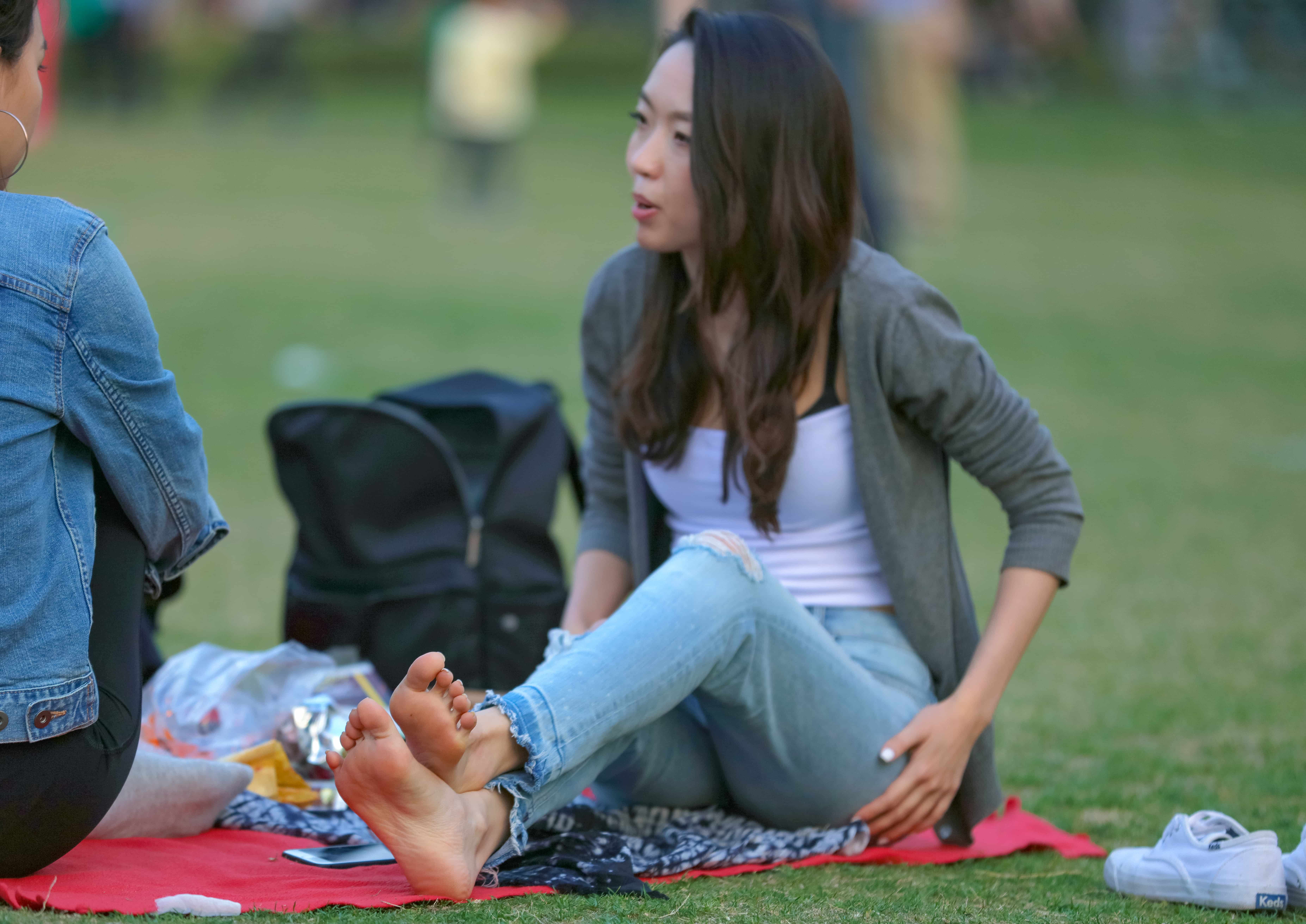 Feet crossed showing arches